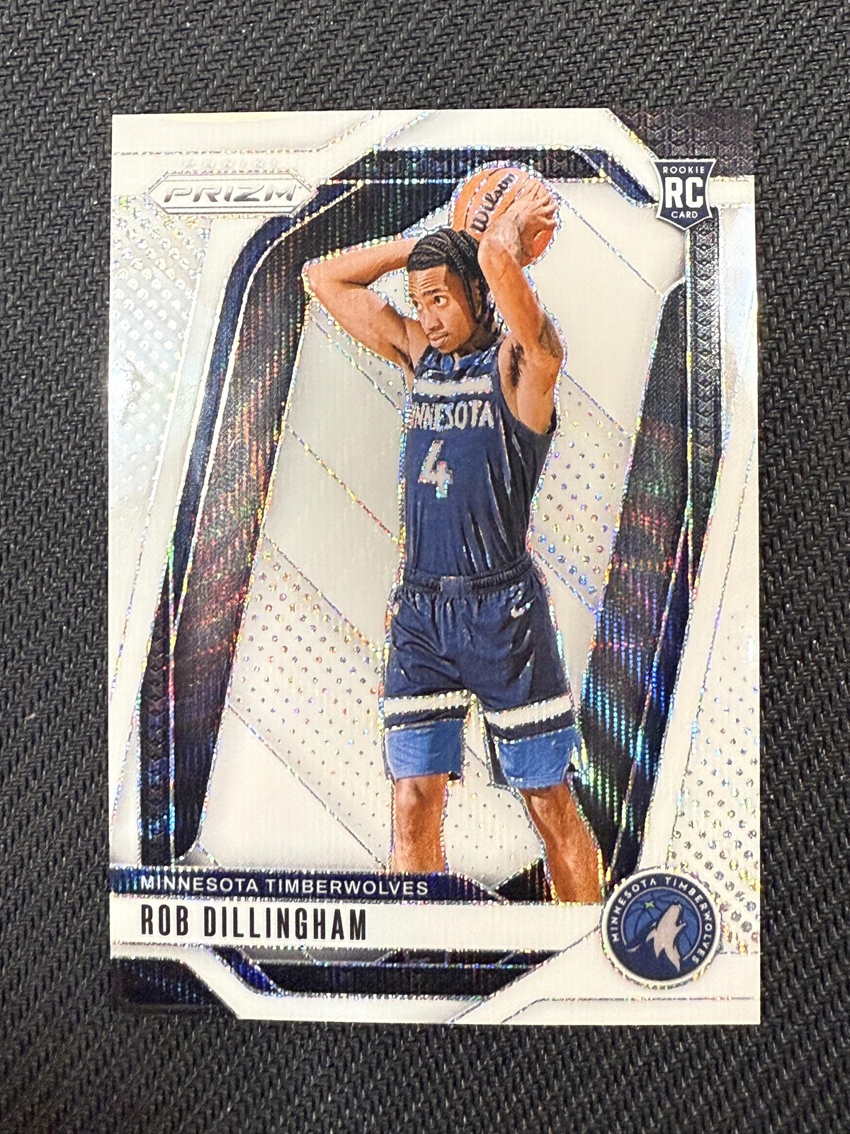 #250 Rob Dillingham 2024-25 Panini Prizm SN #/38 Timberwolves White Wave