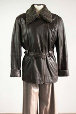 Vintage LINDBERGH From New York To Paris Giacca Chiodo Pelle Marrone S-M  De36