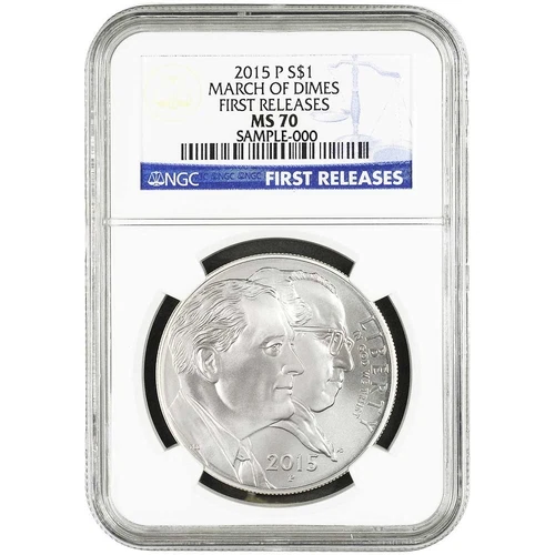 2015-P UNC $1 Silver March of Dimes NGC MS70 First Releases