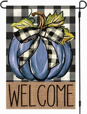 Fall Pumpkin Welcome Garden Flag 12X18 Inch Double Sided