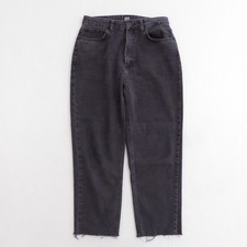 BDG Urban Outfitters Mom High Rise Straight Leg Jeans Black Raw Hem Cropped 30