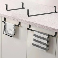 Over Cabinet Door Towel Rack Bar Holder Stainless Steel Kitchen Bathroom Hanger