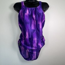 Speedo Swimsuit Womens 14 Swim Dive Purple One Piece 90s Vintage