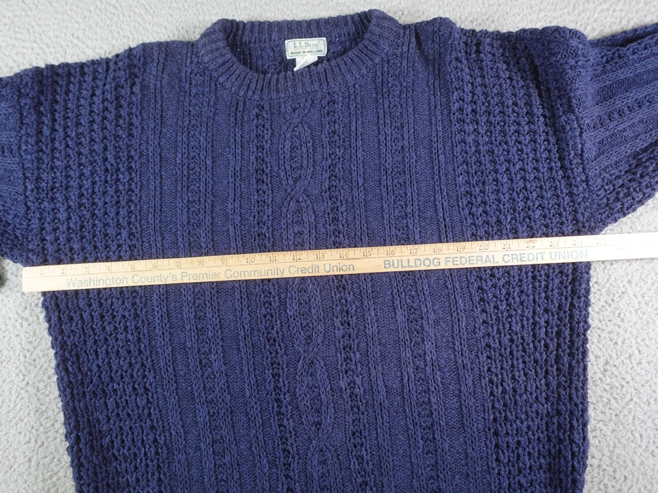 L.L. Suéter Bean Para Hombre Extra Grande Azul Teje a Mano Aran Cable Tejido Hecho en Irlanda Foto 2 de 4
