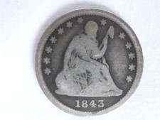 1843 Seated Liberty Silver 25c Quarter You Grade