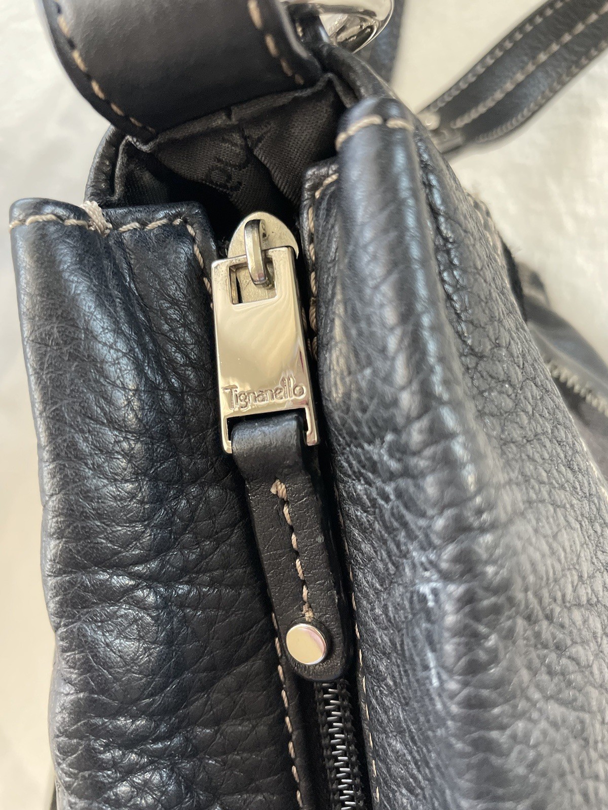 Tignanello Patchwork Leather Black Silver Camel C… - image 14