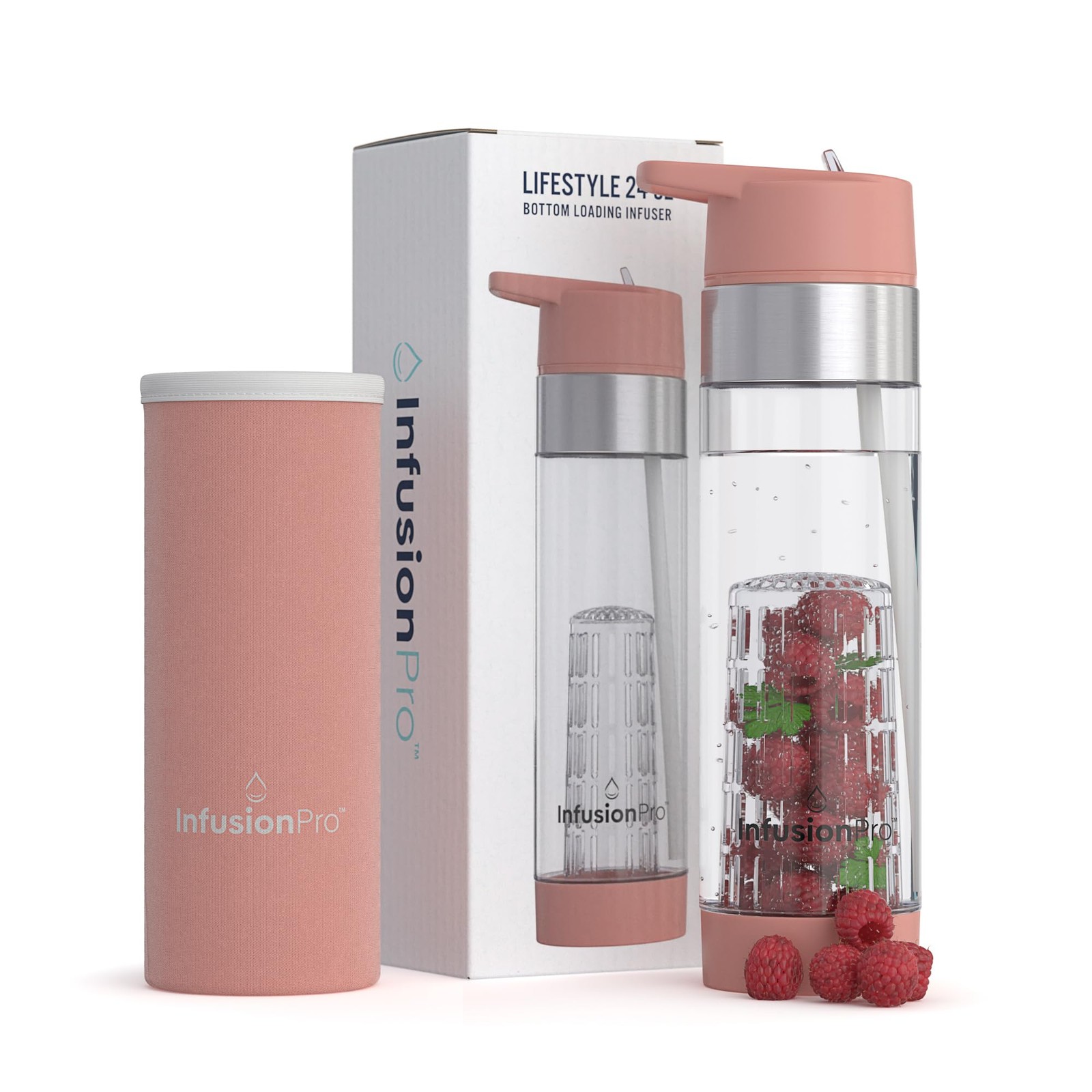 Fruit Infuser Water Bottle with Straw Lid 24 oz : Flip-Up St