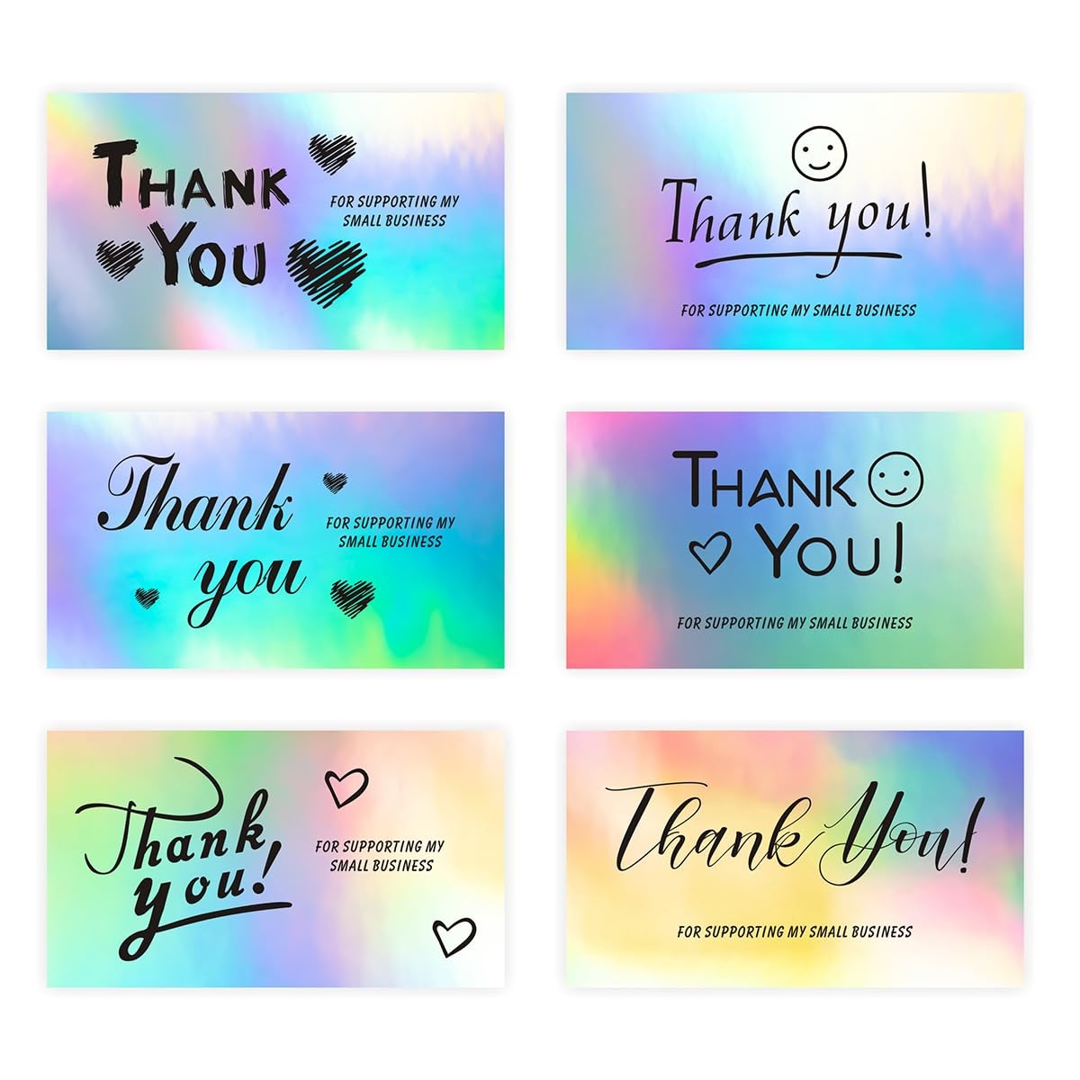 240Pcs Thank You Cards for Small Business, 2 inches x 3.5 inches, Holographic