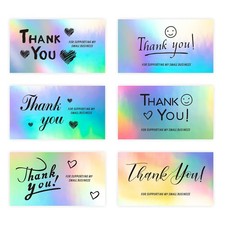 240Pcs Thank You Cards for Small Business, 2 inches x 3.5 inches, Holographic