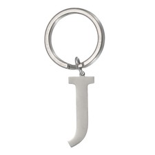 Initial Letter Keychain, Men Women A-Z Key Ring, Silver Letter J 