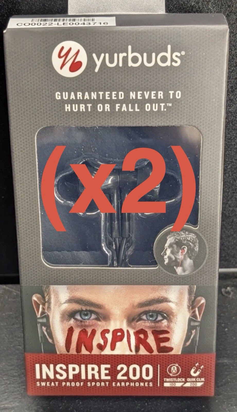 2 Yurbuds Inspire 200 Sport Earphones Sweat Proof TwistLock 