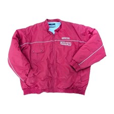 NASCAR Winston Racing Series Officials Jacket Large Red Quilted Lined Vintage