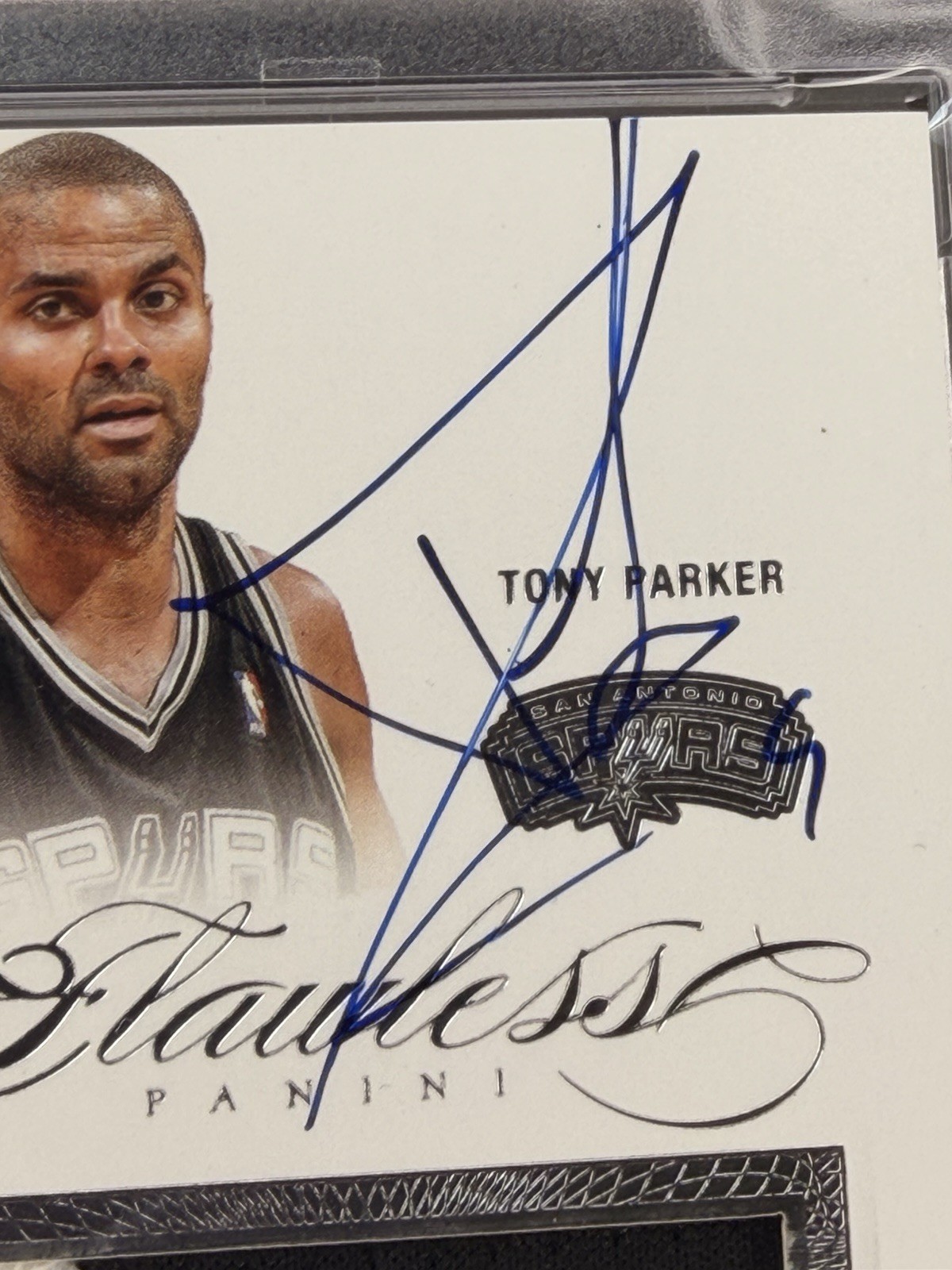 2012 Panini Flawless Tony Parker SPURS Rookie Patch Autograph 04/25 PSA 8 AUTO 9 view 4