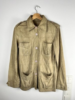 Vintage Victory Leather Safari Suede Jacket Khaki Size 42