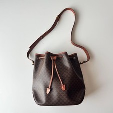 Borsa a tracolla CELINE tela di macadam marrone vintage autentica dal Giappone