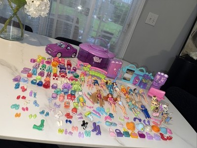 Vintage  Lot Polly Pocket Dolls & Accessories Furniture 2000s Clothing Storage.C