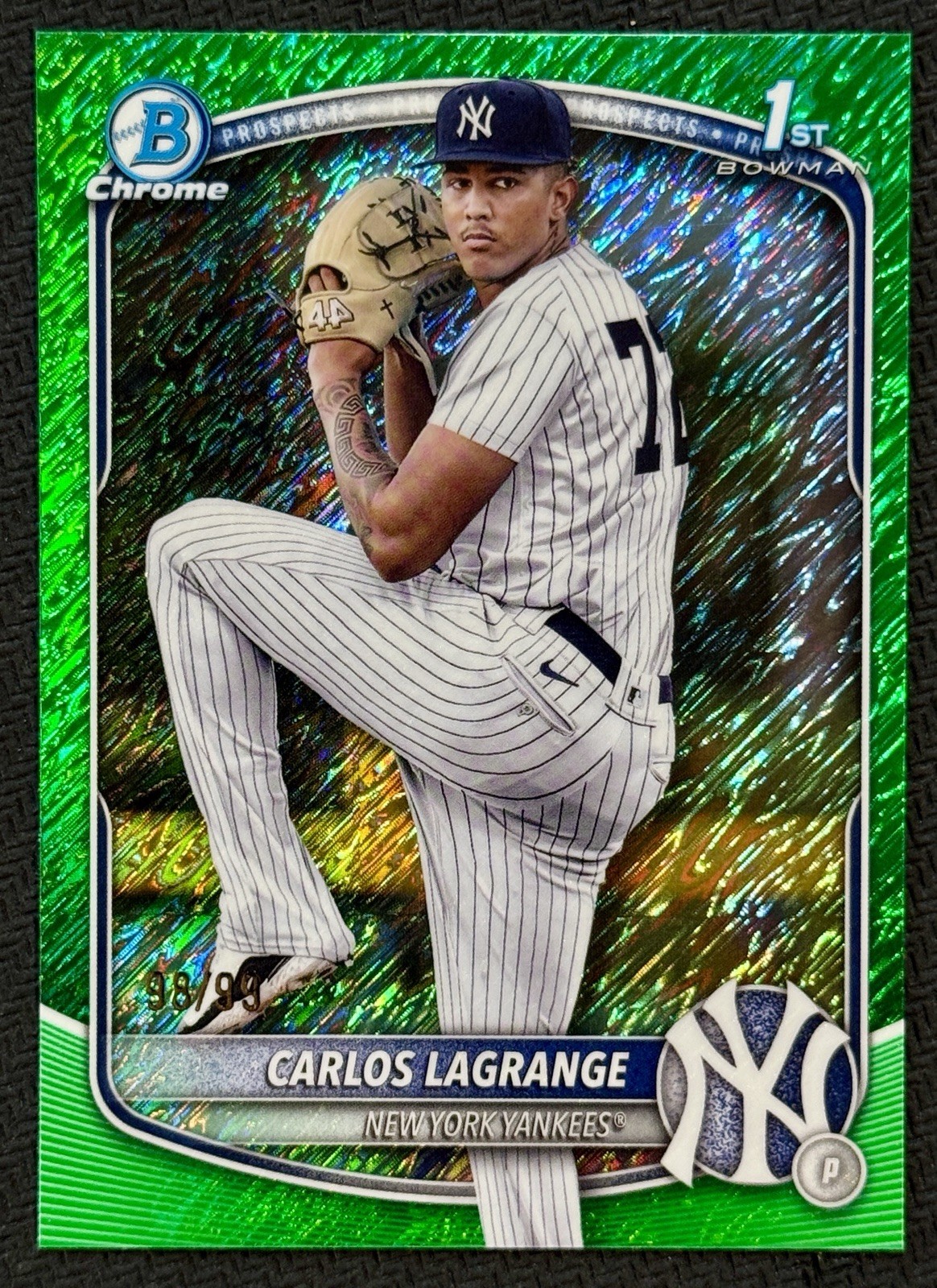 2025 Bowman 1st Chrome #BCP-202 Carlos Lagrange NYY Yankees GREEN SHIMMER /99