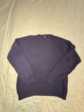 Arrow Men's Large Cotton Knit Ribbed Sweater Pullover Navy Blue- L