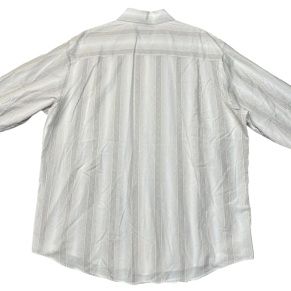 Alfani Shirt Mens 2XL White Tan Striped Jacquard Button Up Long Sleeve Dress - Image 3 of 4