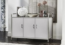 FURNIUTRE VILLAGE - Vanquish 3 Door Sideboard - Ceramic and Stainless Steel
