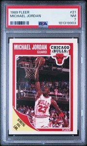 1989 Fleer Basketball #21 Michael Jordan Chicago Bulls HOF PSA 8 NM-MT