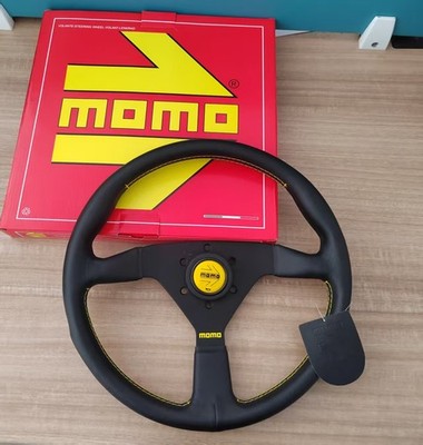 MOMO MonteCarlo 350mm 14' Genuine Leather Thickened Spoke Steering Wheel-YELLOW