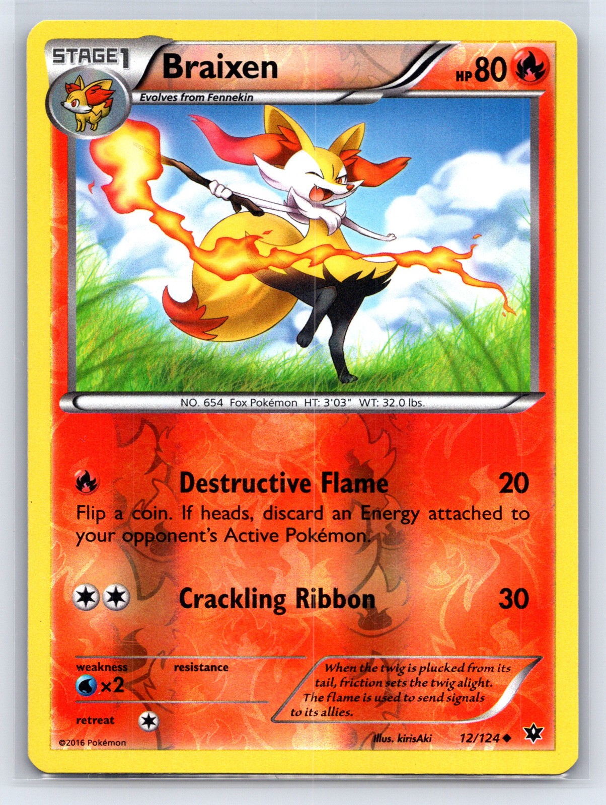 Braixen Reverse Holo Uncommon XY - Fates Collide 12/124 NM