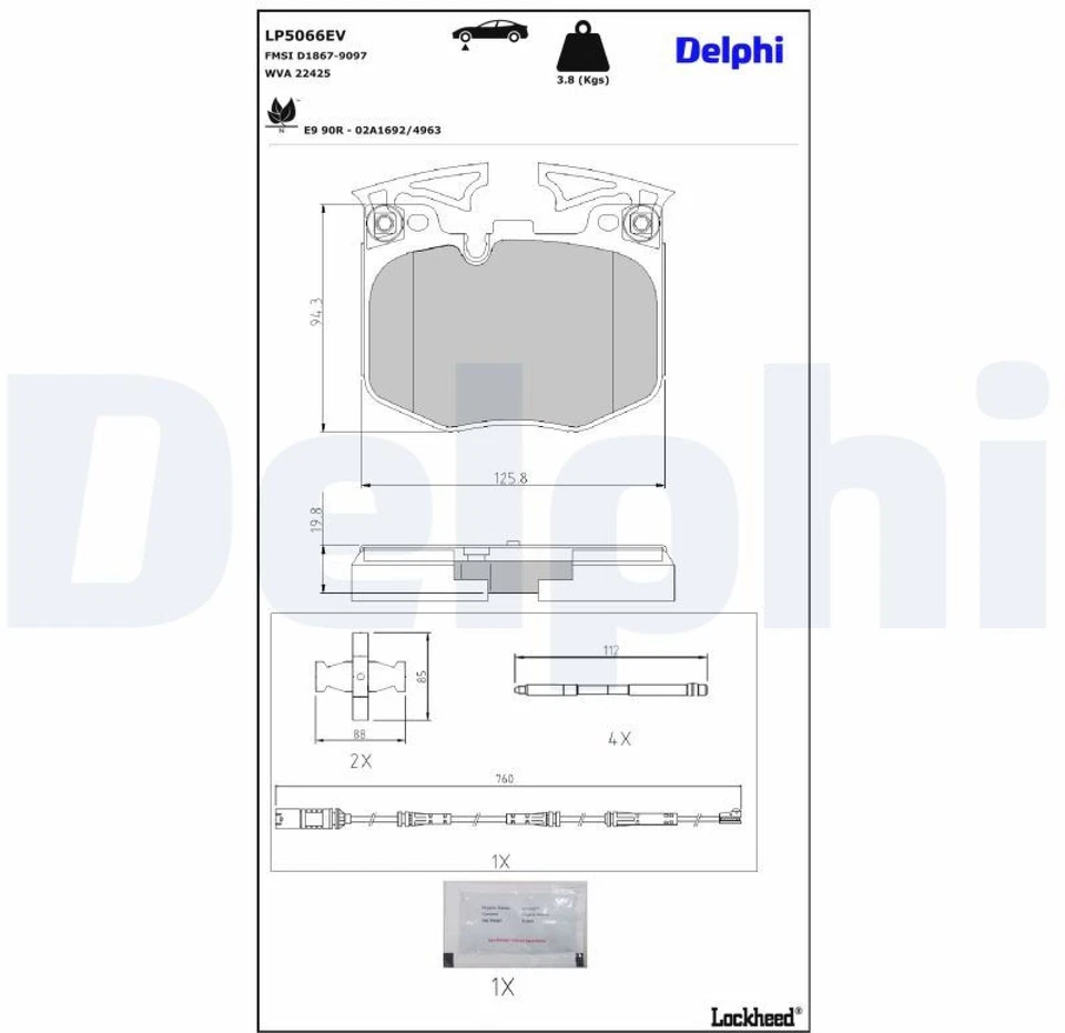 Delphi LP5066EV Bremsbelagsatz für Scheibenbremse Bremsbelagsatz für BMW - Bild 3 von 3