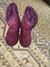 Girls Purple Sparkley UGG Sz 13 SlipOn Fur Winter Boots