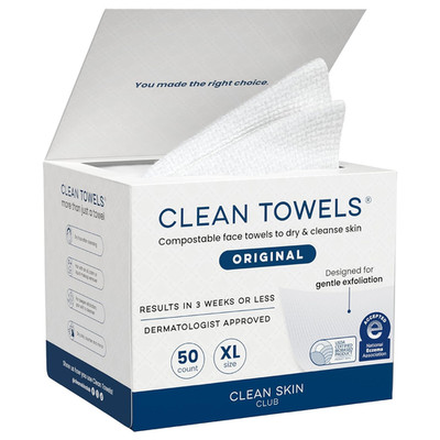 Clean Skin Club Clean Towel Gesichtstuch XL, 100% USDA Zertifizierte Dermatologi