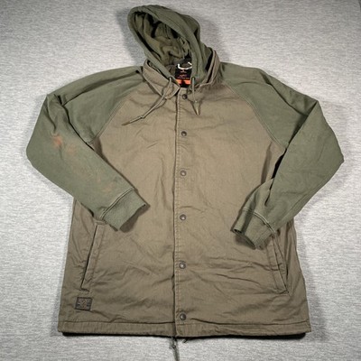 Rip Curl Jacket Mens XL Green Anti Series Hooded Snap Front Weather Resistant