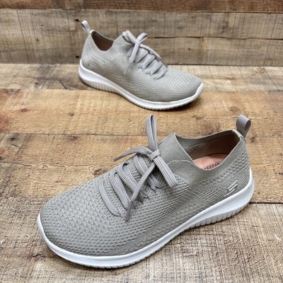 Skechers Stretch Fit Air Cooled Memory Foam Beige Knit Sneakers Size 7.5