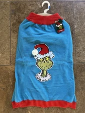 The Grinch Dr. Seuss Holiday Sweater Pet Christmas Dog Apparel Size XL Blue New