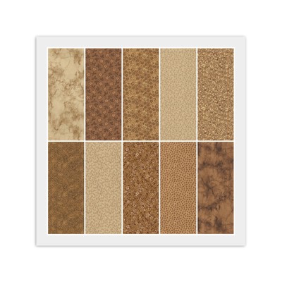 Brown Camel Golden LAYER CAKE: 20) 10'' x 10'' Squares, 100% Cotton Fabric