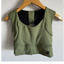 Forme Women's Sage Green Black Power Bra Wireless Sports Bra Size L
