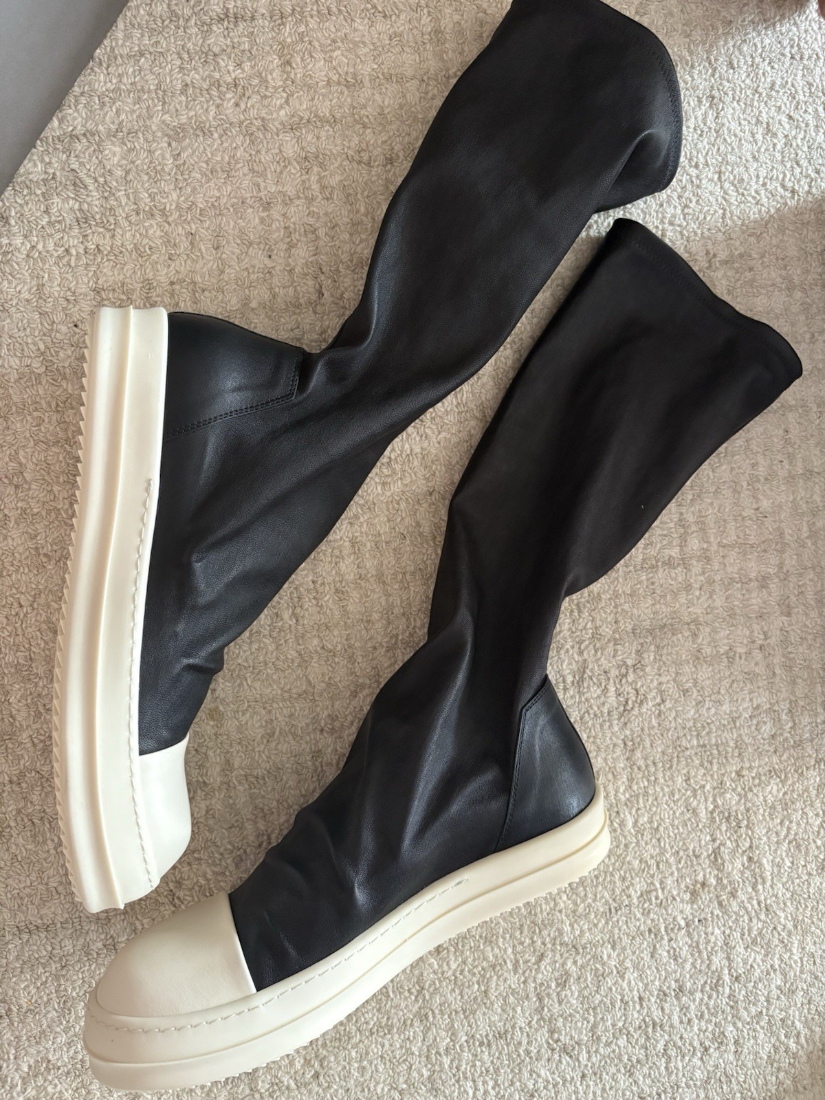 Rick Owens Sock Sneakers In Leather Black Size 41 - Brand New W/ Box And Tote image 6