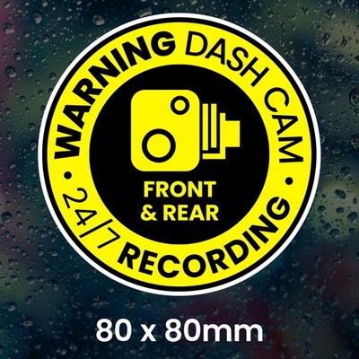 Dash Cam Auto Aufkleber Abziehbild, Viny, CCTV Videoaufnahme Kamera Schild LAMINIERT