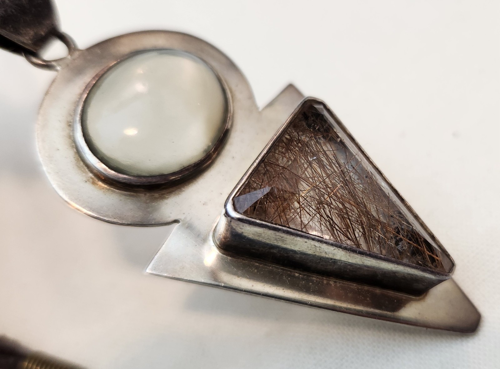 Vintage Triangular Rutilated Quartz Gemstone Ster… - image 1