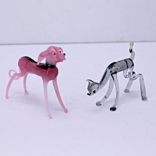 Pair Vintage Art Glass Dog Figures Murano Italy Whippet Greyhound
