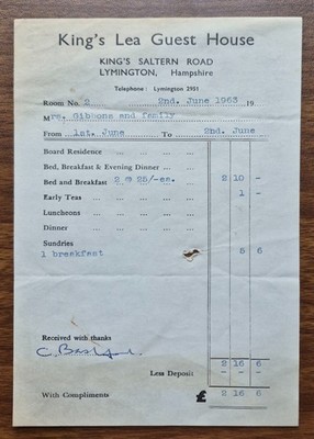 1963 King s Lea Guest House, Saltern Road, Lymington Hampshire