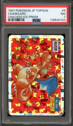 Pokemon Topsun Charizard Japanese Cracked Ice Prism #006 PSA 7