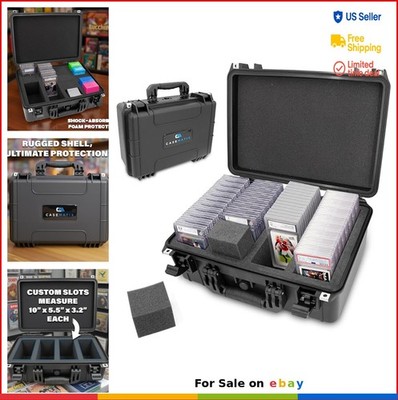 Graded Card Case 130+ Slots Waterproof Hard Shell Storage with Foam Dividers