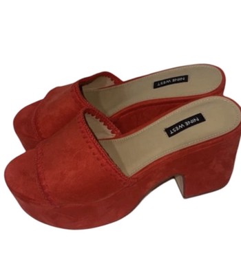 NINE WEST Wnyyickie2 Orange Faux Suede Platform Block Heels Women s Size 9.5M