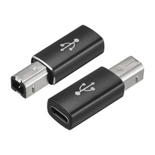 USB C Female to MIDI Convert Adapter, Type-C to USB B Adapter Black, 2pcs