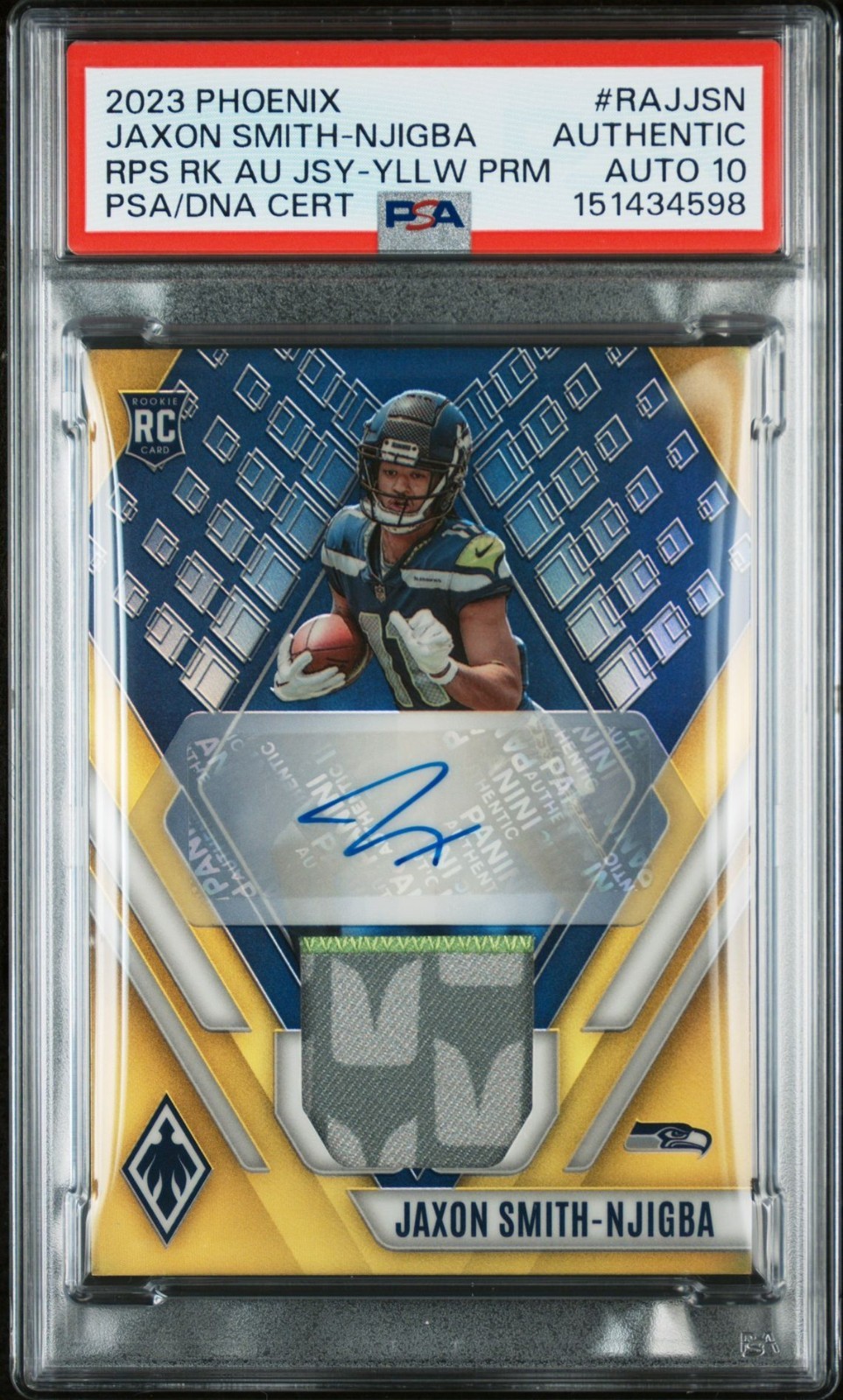 Jaxon Smith-Njigba Panini Phoenix Rps Rookie Auto Jersey #RAJJSN Yellow Prime