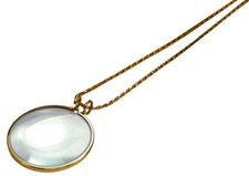 5.5 x 1.75" Glass Lens Necklace Magnifier w /36" Gold Chain *US FREE SHIPPING*