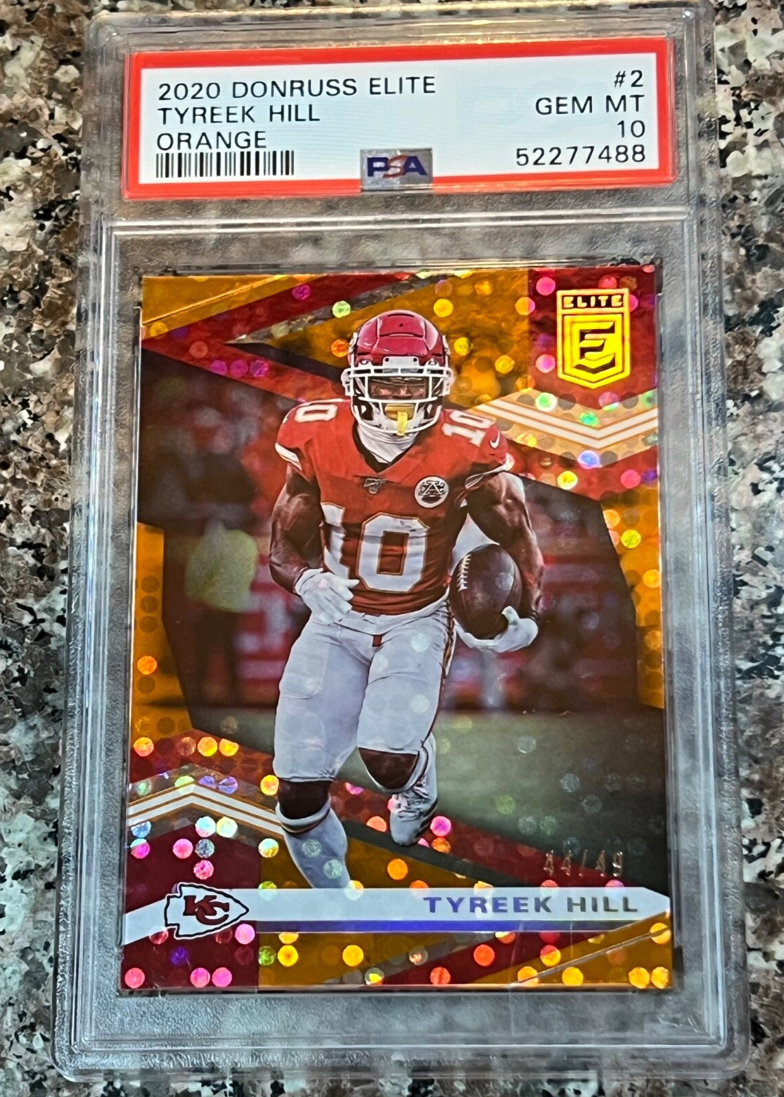 2020 Donruss Elite Tyreek Hill Orange SSP PSA 10 /49 Beautiful!! POP 2 view 5