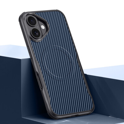 Hülle Für iPhone 16 15 Pro Max 14 13 12 Magnetische Silikon aus Kohlefaser Case