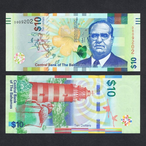 SET 2016 2017 BAHAMAS 1 10 DOLLARS P-77 79 UNC+LYNDEN O. PINDLING LOFTHOUSE SAND - Picture 3 of 4