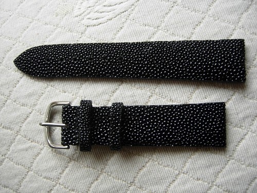 17 mm Strap IN GENUINE BLACK SHAGREEN NATURAL UNUSUAL GRAIN OUT OF THE ORDINARY - 第 1/14 張圖片